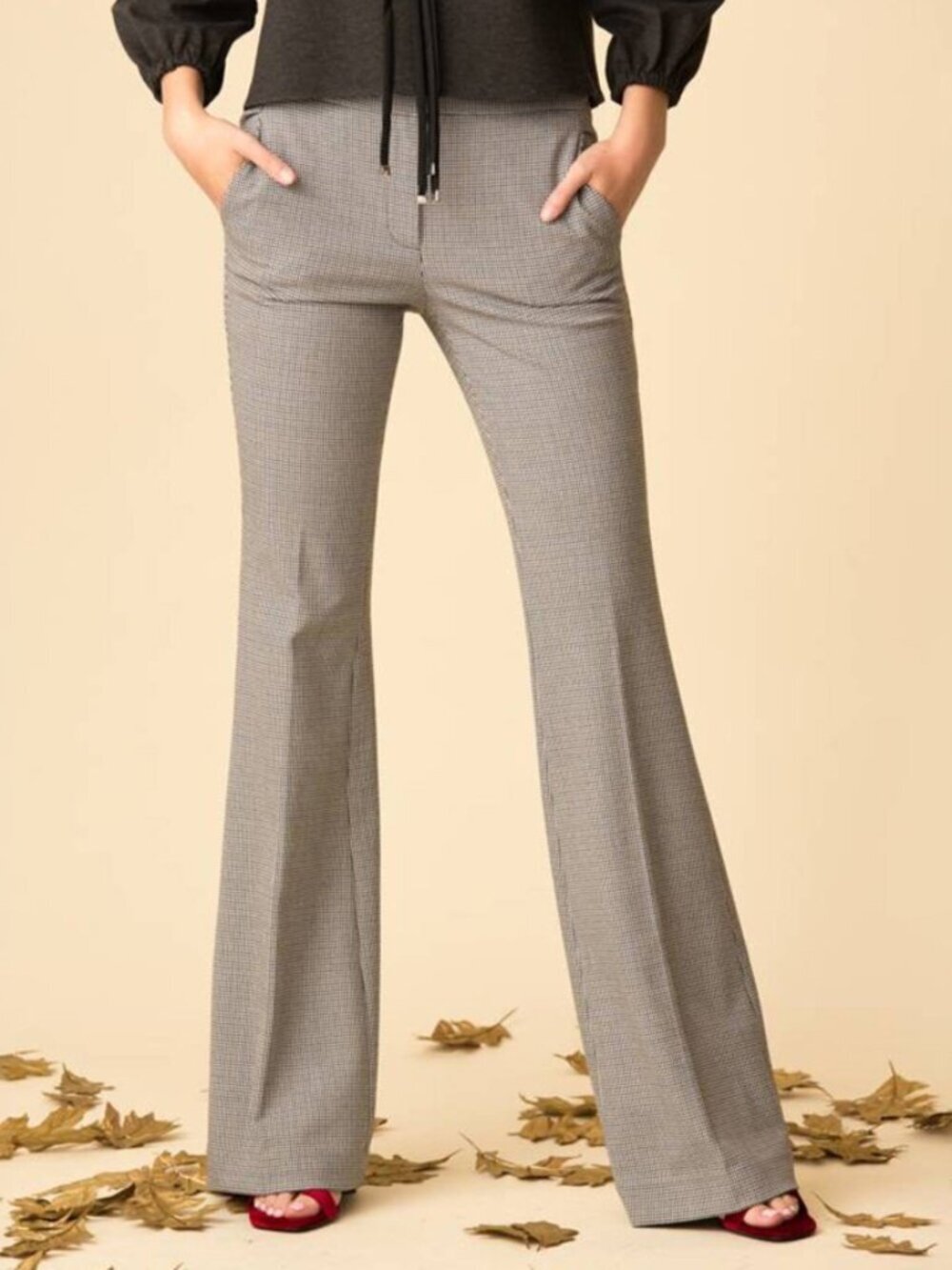 Tibi Houndstooth Tailored Bootcut Trousers Size 6